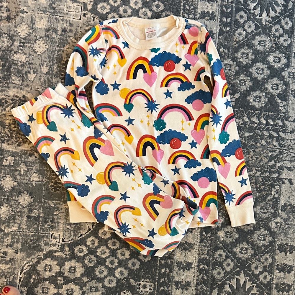 Hanna Andersson Size 8 Colorful Rainbow and Heart Long Sleeve Set Pajamas